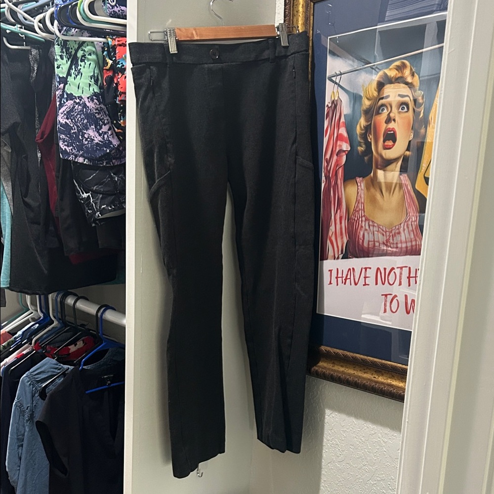 Betabrand Charcoal Grey Straight Leg dress yoga Pants